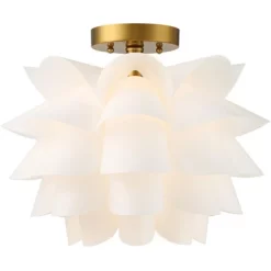 Possini Euro Design Modern Ceiling Light Semi Flush Mount Fixture White Flower Gold Metal 15 3/4" Wide Living Room Bedroom Kitchen -Possini Euro Design Sales GUEST 9caa153e a2a6 4cbb b7c7 151d401311d5