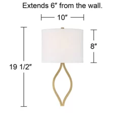 Possini Euro Design Sian Modern Wall Light Sconces Set Of 2 Warm Brass Hardwired 10" Fixture White Half-Moon Linen Shade For Bedroom -Possini Euro Design Sales GUEST 9cd8846d 9340 43df 8614 276bdfafbc91