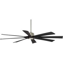 Possini Euro Design 70" Defender Modern Indoor Outdoor Ceiling Fan 8 Blade LED Light Remote Control Nickel Finish Black Blades Bedroom Damp Rated -Possini Euro Design Sales GUEST 9d1967e7 7a7e 4f2e 8734 eb3d7b12edc7