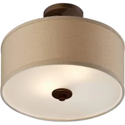 Possini Euro Design Halsted Modern Ceiling Light Semi Flush Mount Fixture 15" Wide Brushed Bronze 2-Light Oatmeal Linen Drum For Bedroom Living Room 10 Possini Euro Design Halsted Modern Ceiling Light Semi Flush Mount Fixture 15" Wide Brushed Bronze 2-Light Oatmeal Linen Drum For Bedroom Living Room -Possini Euro Design Sales GUEST 9d43ed44 c235 4191 845a a5a448241416