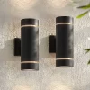 Possini Euro Design Wynnsboro 12" High Modern Outdoor Wall Light Fixture Mount Porch House Exterior Up/Down Set Of 2 Weatherproof Black Aluminum