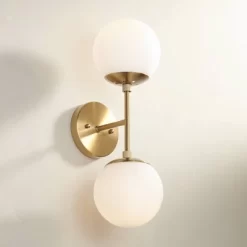 Possini Euro Design Oso Modern Wall Light Sconce Soft Gold Hardwire 6" 2-Light Fixture Opal Glass Orb Shade For Bedroom Bathroom Living Room House -Possini Euro Design Sales GUEST 9ee0cdcd c26c 4f70 8051 4379c794cf98