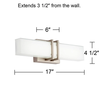 Possini Euro Design Exeter Modern Wall Lights Set Of 2 Brushed Nickel Hardwire 4 1/2" Light Bar LED Fixture White Glass Shade For Bedroom Bathroom 3 Possini Euro Design Exeter Modern Wall Lights Set Of 2 Brushed Nickel Hardwire 4 1/2" Light Bar LED Fixture White Glass Shade For Bedroom Bathroom - Image 3