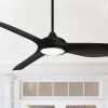 60" Possini Euro Design Dark Vader Modern Indoor Outdoor Ceiling Fan With Dimmable LED Light Remote Control Matte Black Damp Rated For Patio Exterior
