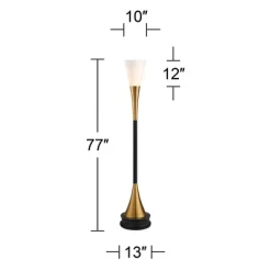 Possini Euro Design Piazza Modern Torchiere Floor Lamp With Riser 77" Tall Black Brass Metal White Glass Shade For Living Room Bedroom Office House -Possini Euro Design Sales GUEST a0ae2278 a305 459b aa75 df94cc1c6abd