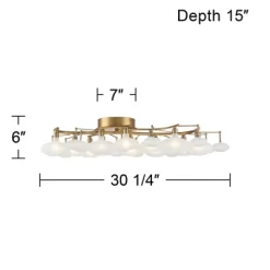 Possini Euro Design Lilypad Modern Ceiling Light Semi Flush Mount Fixture 30 1/4" Wide Warm Brass 12-Light Frosted Glass Shade For Bedroom Living Room -Possini Euro Design Sales GUEST a233a009 bd72 44f5 9f48 3c2effe14b0b