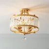 Vienna Full Spectrum Prava Modern Ceiling Light Semi Flush Mount Fixture 16 1/2" Wide Warm Brass 4-Light Crystal Drum For Bedroom Kitchen Living Room