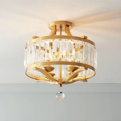 Vienna Full Spectrum Prava Modern Ceiling Light Semi Flush Mount Fixture 16 1/2" Wide Warm Brass 4-Light Crystal Drum For Bedroom Kitchen Living Room 1 Vienna Full Spectrum Prava Modern Ceiling Light Semi Flush Mount Fixture 16 1/2" Wide Warm Brass 4-Light Crystal Drum For Bedroom Kitchen Living Room