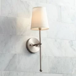 Possini Euro Design Elena Modern Wall Light Sconces Set Of 2 Brushed Nickel Hardwire 6" Fixture Cream Linen Shade For Bedroom Reading Living Room Home -Possini Euro Design Sales GUEST a26a326c 3629 4e15 9e4d aed2e1049d80