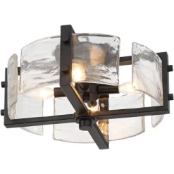 Possini Euro Design Adri Modern Ceiling Light Flush Mount Fixture Black 16 1/2" Wide Black 4-Light Textured Glass For Bedroom Kitchen Living Room Home -Possini Euro Design Sales GUEST a29e2728 a2a8 47bd a8a0 8adc1aad4007