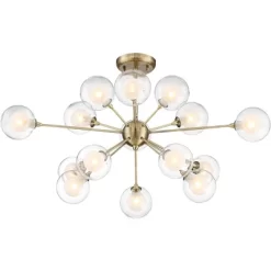 Possini Euro Design Modern Ceiling Light Semi Flush Mount Fixture Sputnik Brass 30 1/2" Wide 15-Light Double Glass Ball Hallway -Possini Euro Design Sales GUEST a3344d35 d1d8 4a60 8f88 777e9a7f591d