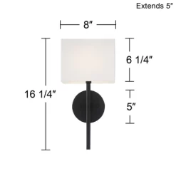 Possini Euro Design Favreau Modern Wall Light Sconce Black Hardwire 8" Fixture Rectangular Linen Fabric For Bedroom Bathroom Vanity Reading Hallway -Possini Euro Design Sales GUEST a42f5f98 2ec5 42a1 9ff1 4cec98fb372a