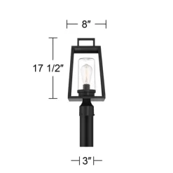 Possini Euro Design Jersey 17 1/2" High Modern Outdoor Post Light Fixture Pole Porch House Exterior Weatherproof Matte Black Metal Clear Glass Shade -Possini Euro Design Sales GUEST a448326a af55 4002 bf4e 7bc6d210c0fc
