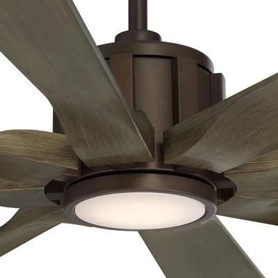 Possini Euro Design 60" Defender Farmhouse Rustic Indoor Outdoor Ceiling Fan 8 Blade LED Light Remote Control Bronze Oak Finish Blades Bedroom 1 Possini Euro Design 60" Defender Farmhouse Rustic Indoor Outdoor Ceiling Fan 8 Blade LED Light Remote Control Bronze Oak Finish Blades Bedroom