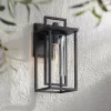 Possini Euro Design Raynor 13 1/2" High Modern Outdoor Wall Barn Light Fixture Mount Porch House Weatherproof Sand Black Aluminum Clear Glass Shade