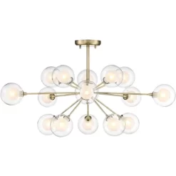Possini Euro Design Modern Ceiling Light Semi Flush Mount Fixture Sputnik Brass 30 1/2" Wide 15-Light Double Glass Ball Hallway -Possini Euro Design Sales GUEST a5d5d52f e87f 49d6 be3a b66722eec602