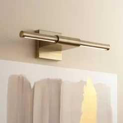 Possini Euro Design Anthony 17" High Modern Picture Wall Lamp Light Fixture Mount Living Room Indoor Hallway LED Hardwired Gold Antique Brass