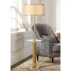 Possini Euro Design Granview Mid Century Modern 66" Tall Standing Floor Lamp With Glass Table USB Port Gold Metal Warm Brass Finish Living Room