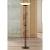 Possini Euro Design Modern Torchiere Floor Lamp 72" Tall Dark Bronze Frosted Glass Shade For Living Room Bedroom Office House
