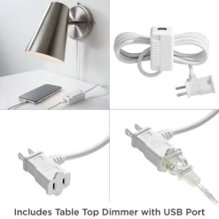 Possini Euro Design Modern Wall Lamps Set Of 2 With USB Port Black Plug-In 8" Light Fixture White Fabric Shade For Bedroom Bedside House -Possini Euro Design Sales GUEST a9180e5f 34d2 43ca 9366 d58902d1e72a 1