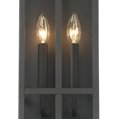 Possini Euro Design Metrix Modern Wall Light Sconce Black Metal Hardwired 8 1/4" 2-Light Fixture Clear Glass For Bedroom Bathroom Vanity 2 Possini Euro Design Metrix Modern Wall Light Sconce Black Metal Hardwired 8 1/4" 2-Light Fixture Clear Glass For Bedroom Bathroom Vanity - Image 2