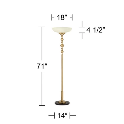 Possini Euro Design Summit Light Blaster Modern Torchiere Floor Lamp 71" Tall Warm Gold Frosted Glass Shade For Living Room Bedroom Office House Home 3 Possini Euro Design Summit Light Blaster Modern Torchiere Floor Lamp 71" Tall Warm Gold Frosted Glass Shade For Living Room Bedroom Office House Home - Image 3