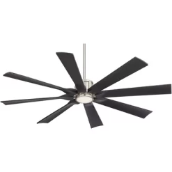 Possini Euro Design 60" Defender Modern Indoor Outdoor Ceiling Fan 8 Blade LED Light Remote Control Brushed Nickel Motor Bedroom Patio Damp Rated -Possini Euro Design Sales GUEST a98f0fc6 ddee 4e7f bd0f f0e58c47fe6e