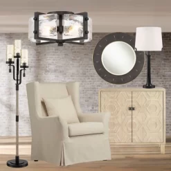 Possini Euro Design Adri Modern Ceiling Light Flush Mount Fixture Black 16 1/2" Wide Black 4-Light Textured Glass For Bedroom Kitchen Living Room Home -Possini Euro Design Sales GUEST aa12d34d 4a27 4c8d 9dc7 7361cc026951