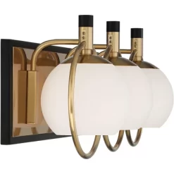 Possini Euro Design Carlyn Mid Century Modern Wall Light Brass Black Hardwire 26" 3-Light Fixture White Glass Globe Shade For Bedroom Bathroom Vanity 9 Possini Euro Design Carlyn Mid Century Modern Wall Light Brass Black Hardwire 26" 3-Light Fixture White Glass Globe Shade For Bedroom Bathroom Vanity -Possini Euro Design Sales GUEST aa691e41 4f46 4670 8f28 e73e51936e8a