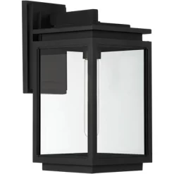 Possini Euro Design Atkins Modern Outdoor Wall Light Fixture Matte Black 14 1/4" Clear Glass For Post Exterior Barn Deck House Porch Yard Posts Patio -Possini Euro Design Sales GUEST aa6a430a bcc8 42f3 a648 ad6e07fb1cd9