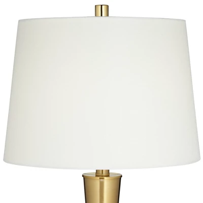 Possini Euro Design Wayne Modern Table Lamps 29 1/4" Tall Set Of 2 Brass With USB Charging Port White Fabric Drum Shade For Bedroom Living Room Kids 2 Possini Euro Design Wayne Modern Table Lamps 29 1/4" Tall Set Of 2 Brass With USB Charging Port White Fabric Drum Shade For Bedroom Living Room Kids - Image 2