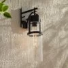 Possini Euro Design Caramela 20" High Modern Outdoor Wall Light Fixture Mount Porch House Exterior Outside Weatherproof Black Metal Clear Glass Shade