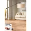 Possini Euro Design Modern Floor Lamp With USB Port 62 1/2" Tall Oil Rubbed Bronze Boom Arm Brown Drum Shade For Living Room House