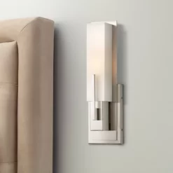 Possini Euro Design Midtown Modern Wall Light Sconce Satin Nickel 4 1/2" Fixture White Glass For Bedroom Bathroom Vanity Reading Living Room Hallway -Possini Euro Design Sales GUEST ac73eada 4cd4 402c 9b31 7460d2610fb0
