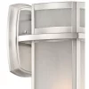 Possini Euro Design Delevan Modern Outdoor Wall Lights Fixture Set Of 2 Brushed Nickel 11 1/4" Frosted Seedy Glass For Post Exterior Barn Deck House