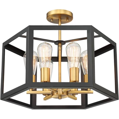 Possini Euro Design Beni Industrial Modern Farmhouse Ceiling Light Semi Flush Mount Fixture 20" Wide Antique Bronze Gold 6-Light For Bedroom Kitchen 5 Possini Euro Design Beni Industrial Modern Farmhouse Ceiling Light Semi Flush Mount Fixture 20" Wide Antique Bronze Gold 6-Light For Bedroom Kitchen - Image 5