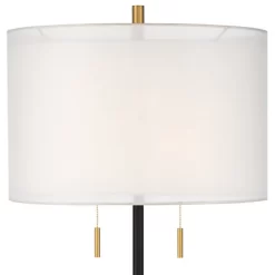 Possini Euro Design Roxie Modern Floor Lamp Standing 65 1/2" Tall Brass Black Metal Sheer Linen Double Drum Shade For Living Room Bedroom Office House -Possini Euro Design Sales GUEST accc1b83 80c4 44a4 a7f6 47c85be94d7b