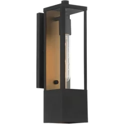 Possini Euro Design Berk Modern Outdoor Wall Light Fixture Textured Black 16" Clear Glass For Post Exterior Barn Deck House Porch Yard Posts Patio -Possini Euro Design Sales GUEST ad16586a cede 45cb 9580 efb41f78ba25