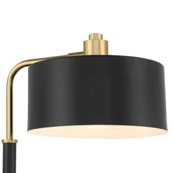 Possini Euro Design Myles Modern Mid Century Desk Lamp 24" High Black Gold With Dual USB Charging Ports Metal Drum Shade For Bedroom Living Room Home -Possini Euro Design Sales GUEST ae7581db 32e6 4c05 afa5 ffff0fe50d05