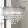 Possini Euro Design Jolie Chrome Chandelier Lighting 20" Wide Modern Crystal Silver Fabric Shade 7-Light Fixture For Dining Room House Kitchen Island