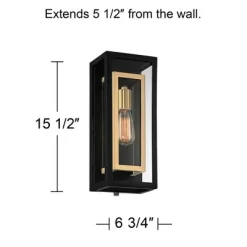 Possini Euro Design Double Box Industrial Outdoor Wall Light Fixture Matte Black Warm Brass 15 1/2" Clear Glass Post Exterior Barn Deck House Porch 8 Possini Euro Design Double Box Industrial Outdoor Wall Light Fixture Matte Black Warm Brass 15 1/2" Clear Glass Post Exterior Barn Deck House Porch -Possini Euro Design Sales GUEST af40b125 39f3 4999 ae37 cef5bd509549