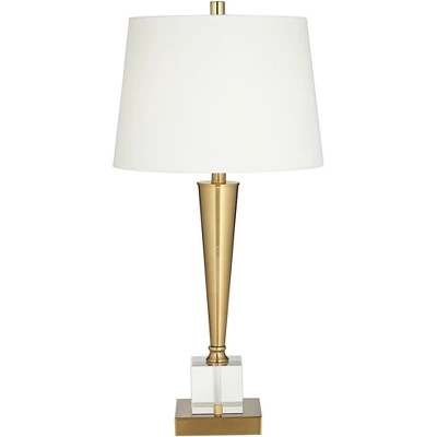 Possini Euro Design Wayne Modern Table Lamps 29 1/4" Tall Set Of 2 Brass With USB Charging Port White Fabric Drum Shade For Bedroom Living Room Kids 7 Possini Euro Design Wayne Modern Table Lamps 29 1/4" Tall Set Of 2 Brass With USB Charging Port White Fabric Drum Shade For Bedroom Living Room Kids - Image 7