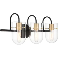 Possini Euro Design Solomon Modern Wall Light Black Hardwire 24" 3-Light Fixture Warm Brass Accents Clear Glass Shade For Bathroom 12 Possini Euro Design Solomon Modern Wall Light Black Hardwire 24" 3-Light Fixture Warm Brass Accents Clear Glass Shade For Bathroom -Possini Euro Design Sales GUEST b020f3cf 01b5 4080 8986 b4918976b53f