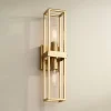Possini Euro Design Modern Wall Light Sconce Warm Brass Hardwired 18 3/4" High 2-Light Fixture Open Frame Bedroom Bathroom Hallway