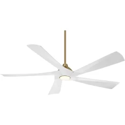 Possini Euro Design 60" Eloquent Modern Indoor Outdoor Ceiling Fan 5 Blade LED Light Remote Control Brass Finish White Blades Bedroom Patio Damp Rated -Possini Euro Design Sales GUEST b07248a5 862c 4d55 b9dc 26158d6e11e1
