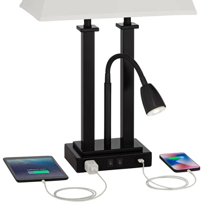 Possini Euro Design Possini Euro Deacon Black USB Port And Outlet Gooseneck Desk Lamps Set Of 2 3 Possini Euro Design Possini Euro Deacon Black USB Port And Outlet Gooseneck Desk Lamps Set Of 2 - Image 3