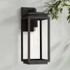 Possini Euro Design Modern Outdoor Wall Light Fixture Matte Black 18" Clear Glass For Post Exterior Barn Deck House Porch Yard