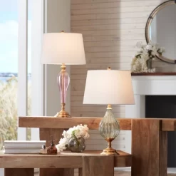 Possini Euro Design Rebecca 29" Tall Teardrop Modern End Table Lamp Gold Brass Finish Smoked Glass Metal Single White Shade Living Room Bedroom -Possini Euro Design Sales GUEST b1bff330 be8d 4ea6 8cf5 18f1eb380a71