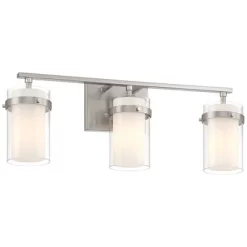Possini Euro Design Kazran Modern Wall Light Brushed Nickel Hardwire 21 1/4" 3-Light Fixture Frosted White Glass For Mirror Vanity -Possini Euro Design Sales GUEST b1c33385 3b33 487c 924e 5d45c8e30941