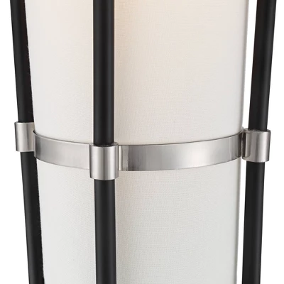 Possini Euro Design Flute Mid Century Modern 64" Tall Floor Lamp With Smart Socket Satin Black Nickel White Shade For Living Room House 2 Possini Euro Design Flute Mid Century Modern 64" Tall Floor Lamp With Smart Socket Satin Black Nickel White Shade For Living Room House - Image 2